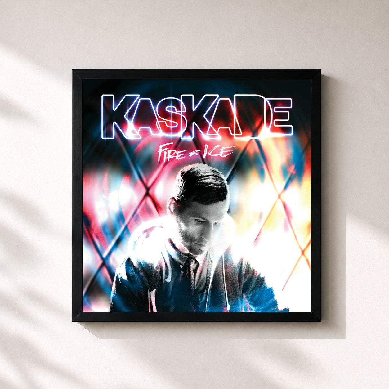 #noir Tableau carré de l'album Fire & Ice de Kaskade, cadre noir 32x32 cm
