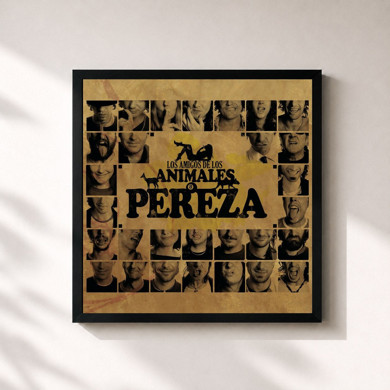 #noir Tableau carré de l'album Los Amigos De Los Animales de Pereza, cadre noir 32x32 cm
