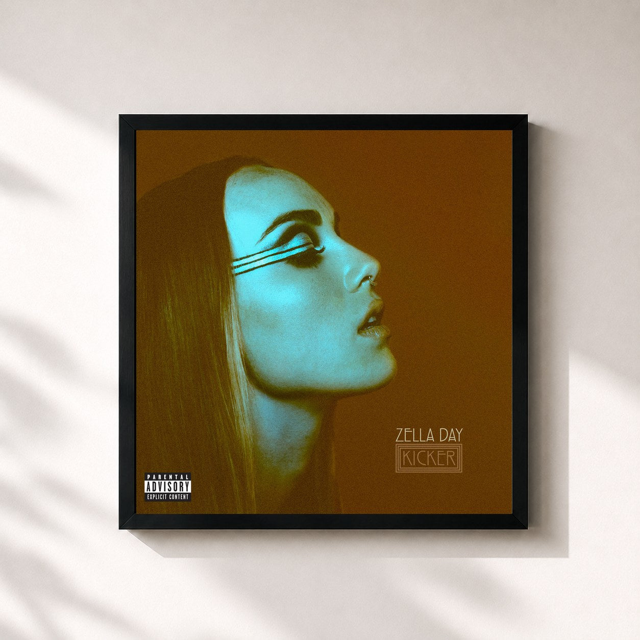 #noir Tableau carré de l'album Kicker de Zella Day, cadre noir 32x32 cm