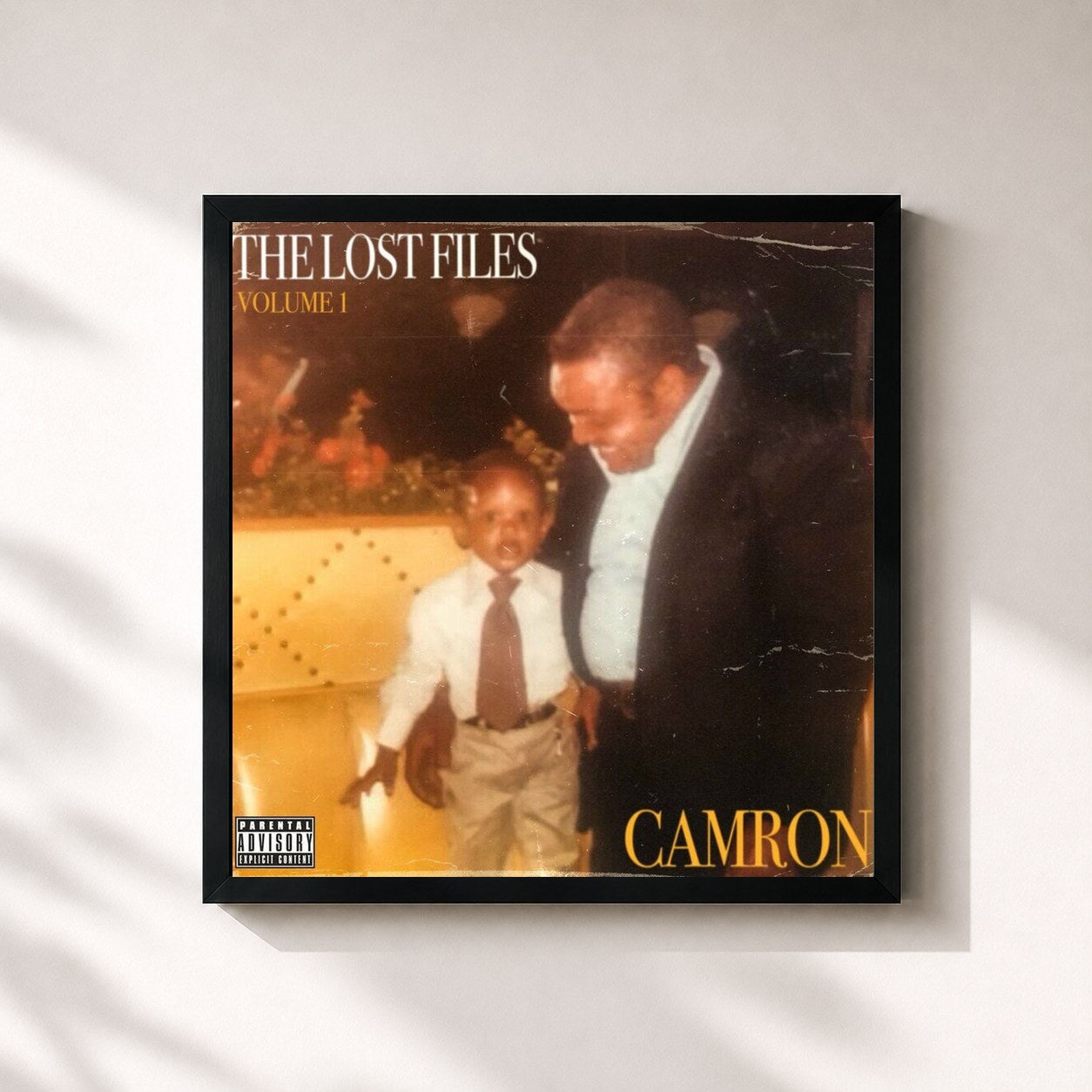#noir Tableau carré de l'album The Lost Files: Vol. 1 de Cam'ron, cadre noir 32x32 cm