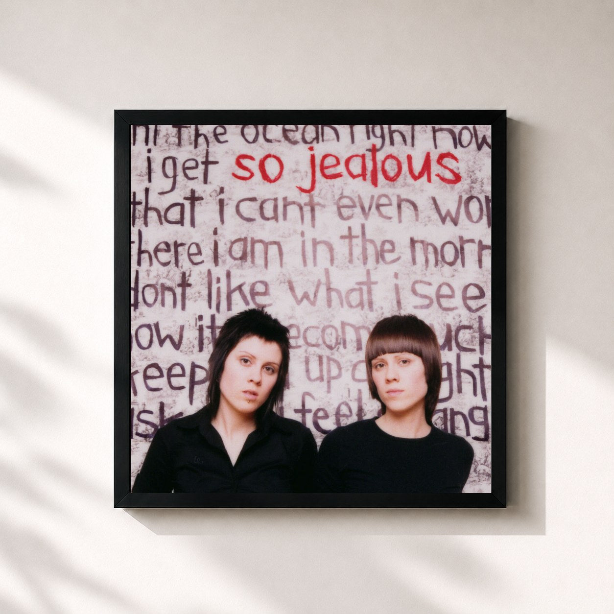 #noir Tableau carré de l'album So Jealous (20th Anniversary Edition) de Tegan and Sara, cadre noir 32x32 cm
