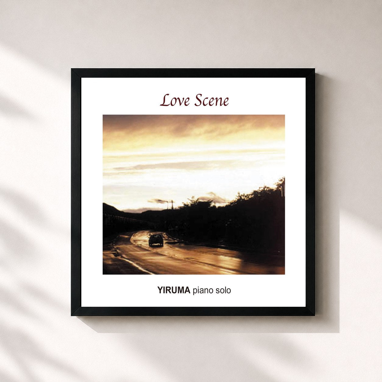 #noir Tableau carré de l'album Love Scene (The Original & the Very First Recording) de Yiruma, cadre noir 32x32 cm