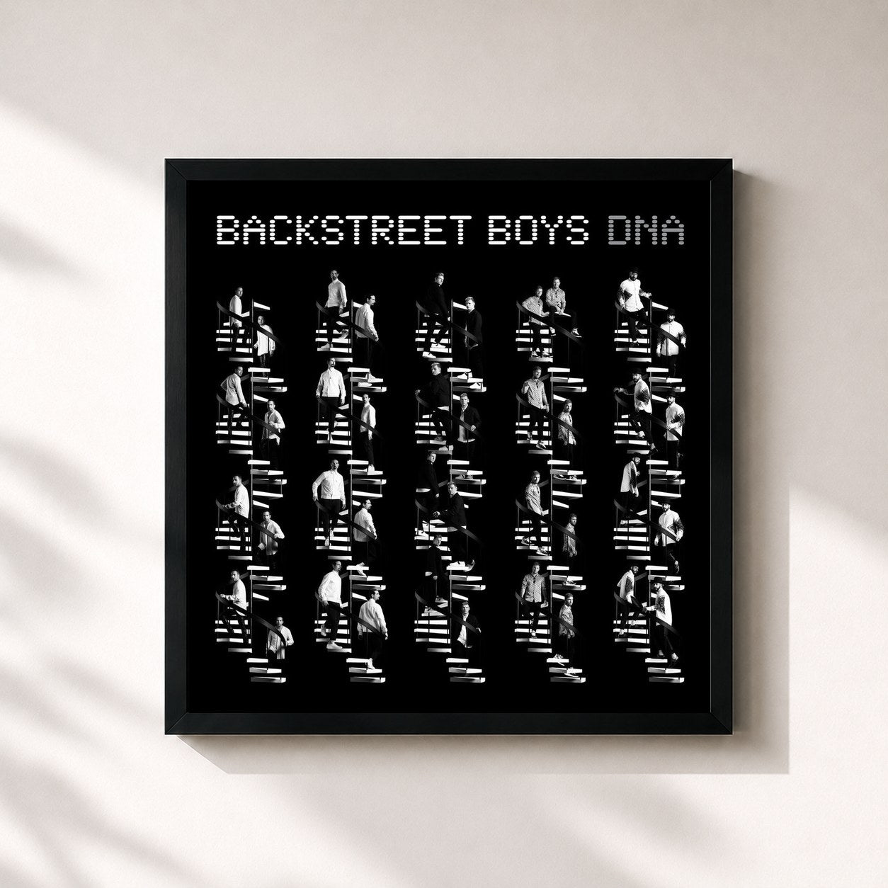 #noir Tableau carré de l'album DNA de Backstreet Boys, cadre noir 32x32 cm