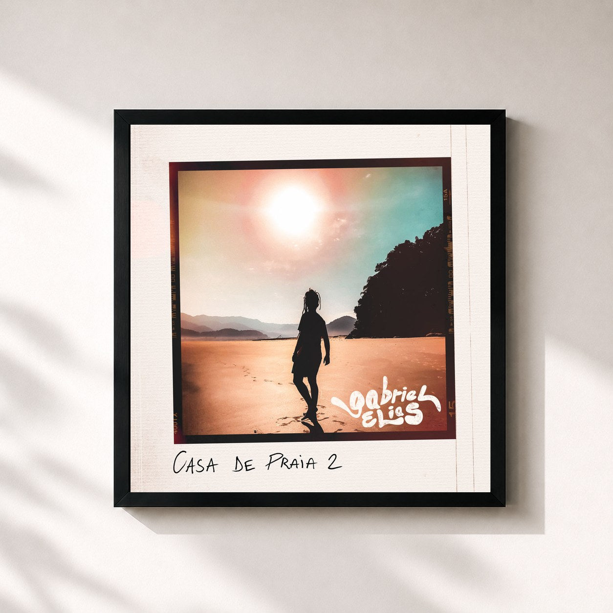 #noir Tableau carré de l'album Casa de Praia 2 (acústico) de Gabriel Elias, cadre noir 32x32 cm