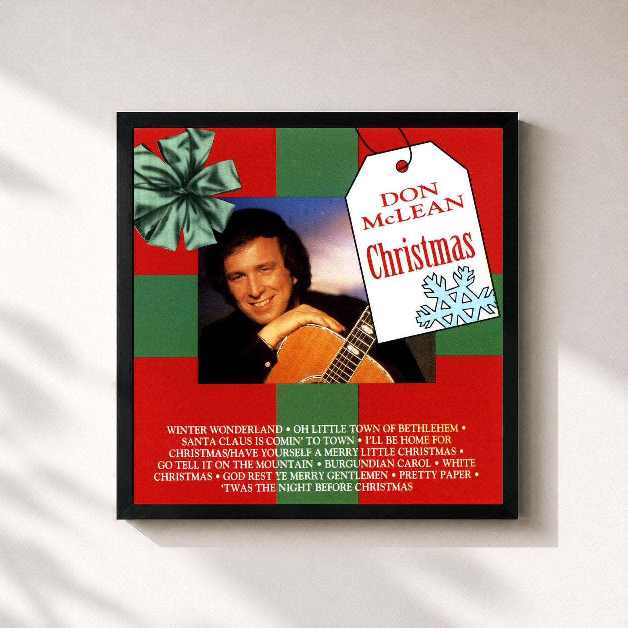 #noir Tableau carré de l'album Christmas de Don McLean, cadre noir 32x32 cm