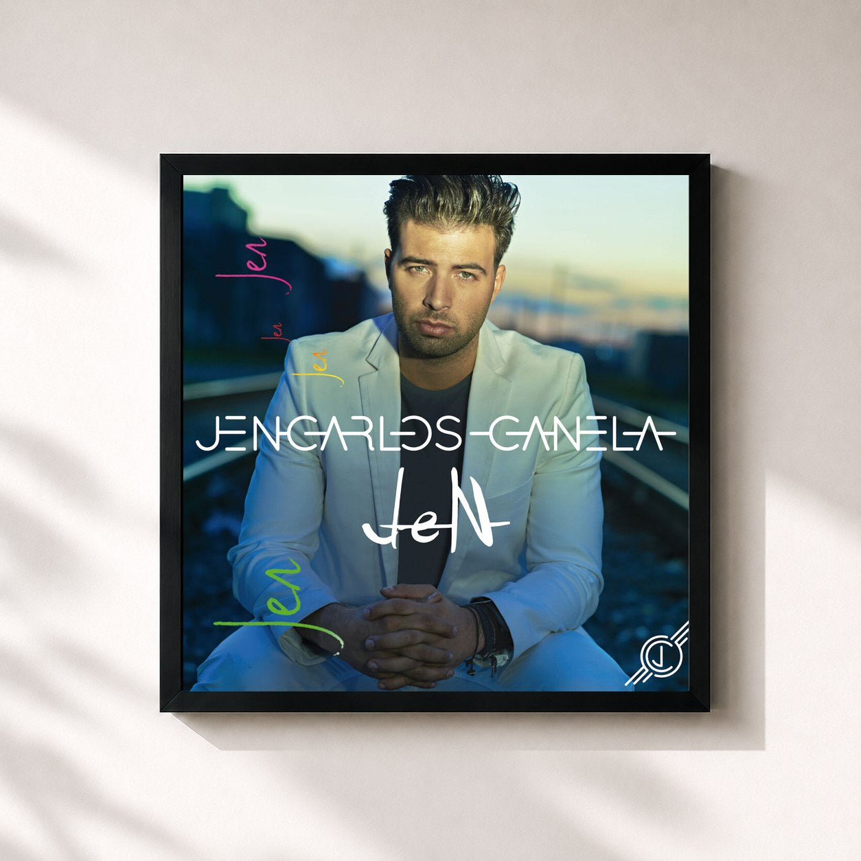 #noir Tableau carré de l'album Jen de Jencarlos, cadre noir 32x32 cm