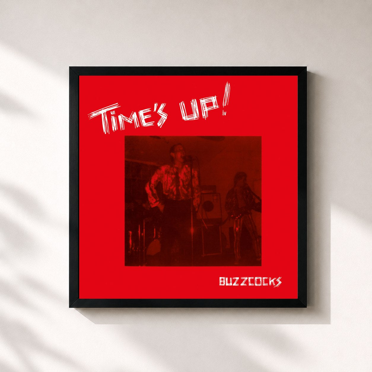 #noir Tableau carré de l'album Time's Up de Buzzcocks, cadre noir 32x32 cm