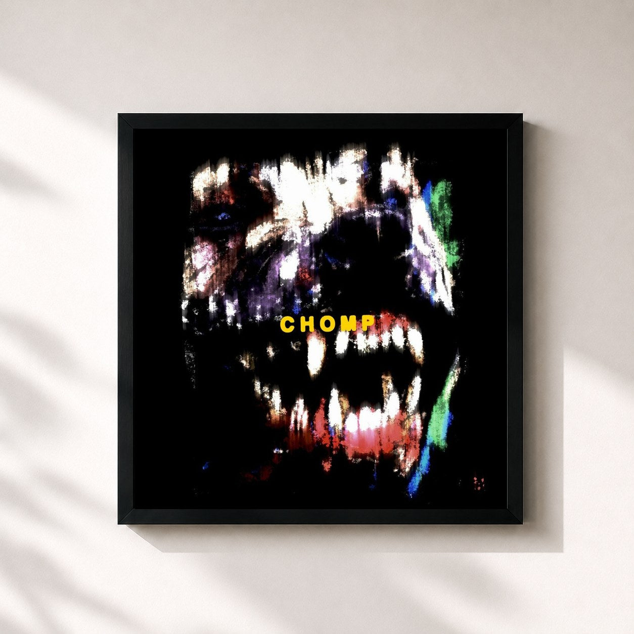 #noir Tableau carré de l'album CHOMP de Russ, cadre noir 32x32 cm