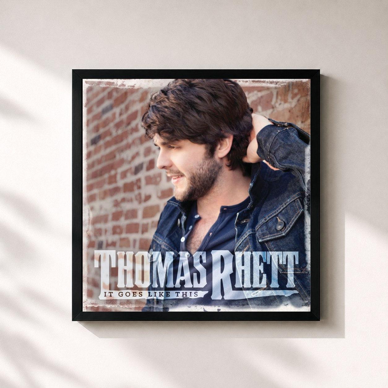 #noir Tableau carré de l'album It Goes Like This de Thomas Rhett, cadre noir 32x32 cm