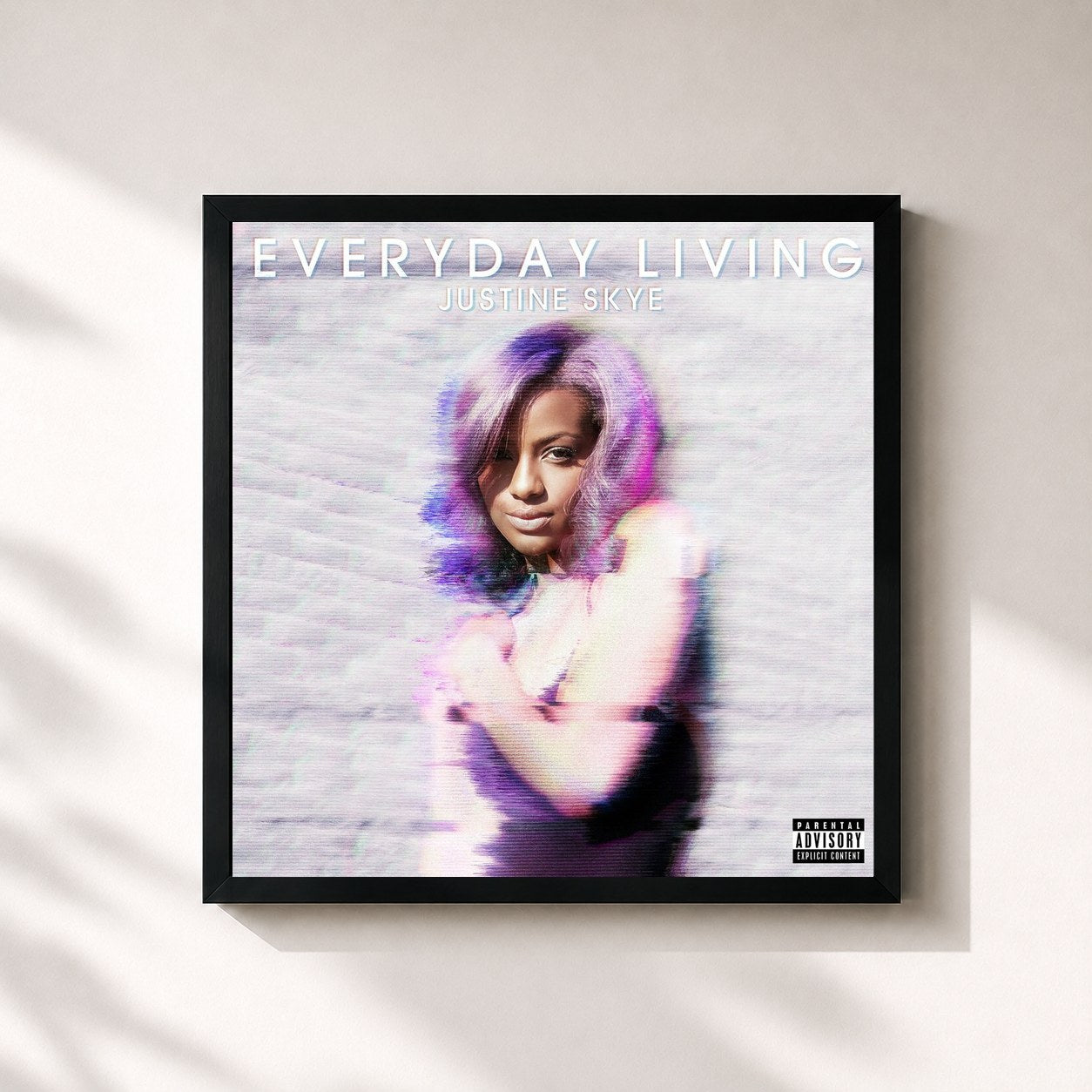 #noir Tableau carré de l'album Everyday Living de Justine Skye, cadre noir 32x32 cm