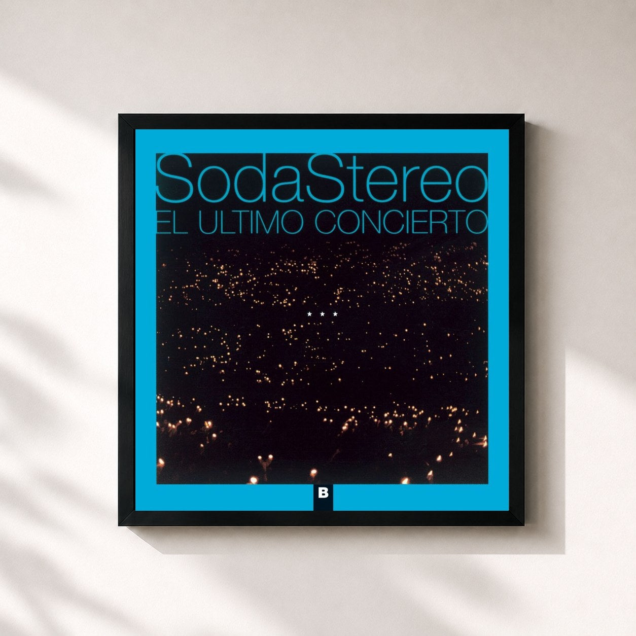 #noir Tableau carré de l'album El Ultimo Concierto B de Soda Stereo, cadre noir 32x32 cm