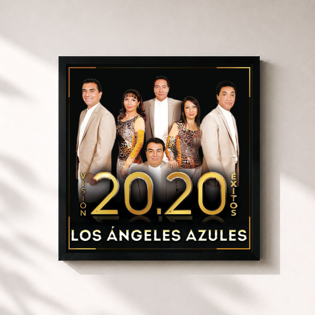 #noir Tableau carré de l'album Visión 20.20 Éxitos de Los Angeles Azules, cadre noir 32x32 cm