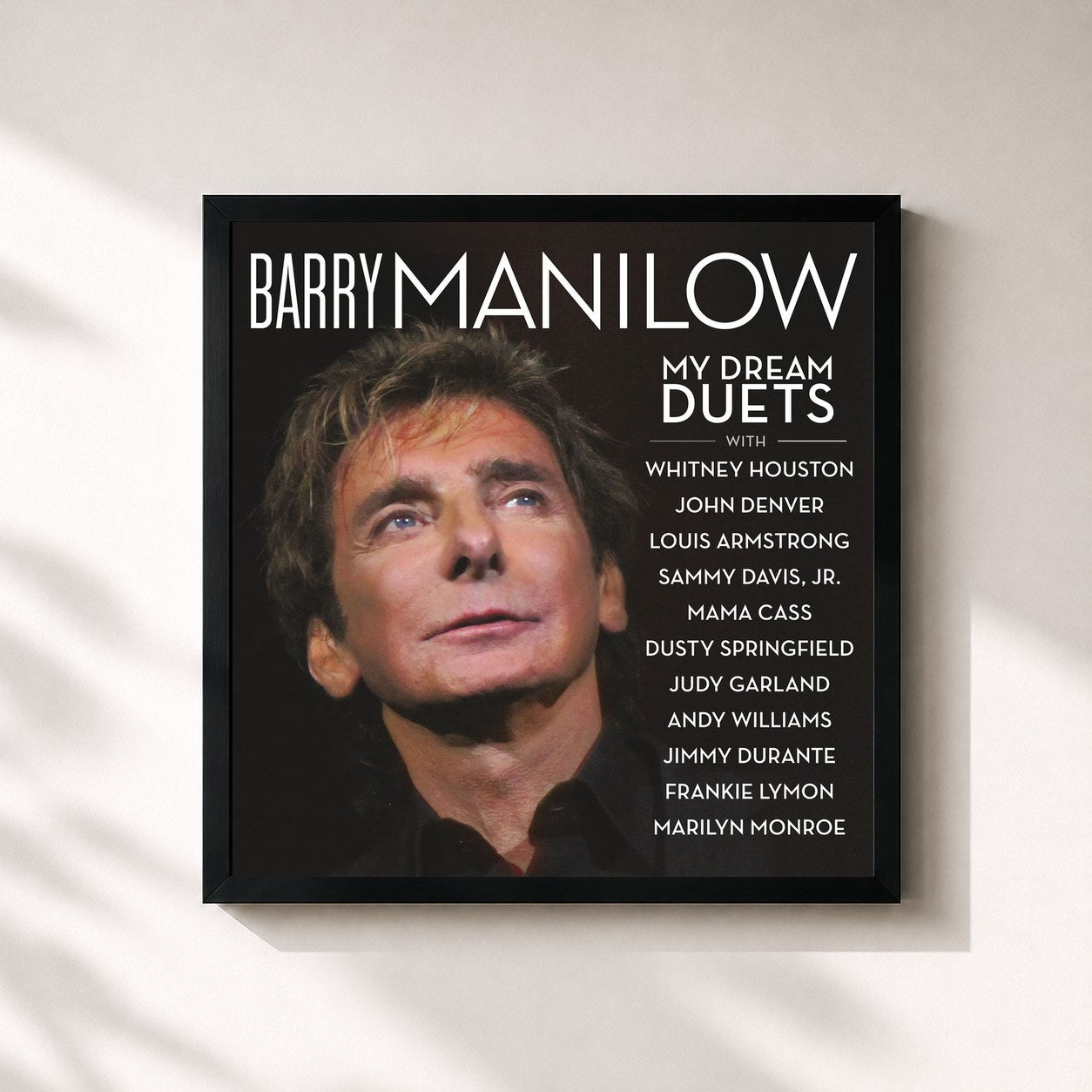 #noir Tableau carré de l'album My Dream Duets de Barry Manilow, cadre noir 32x32 cm
