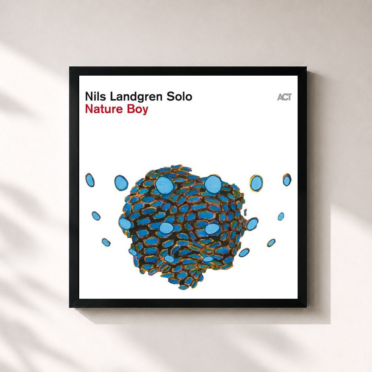 #noir Tableau carré de l'album Nature Boy de Nils Landgren, cadre noir 32x32 cm