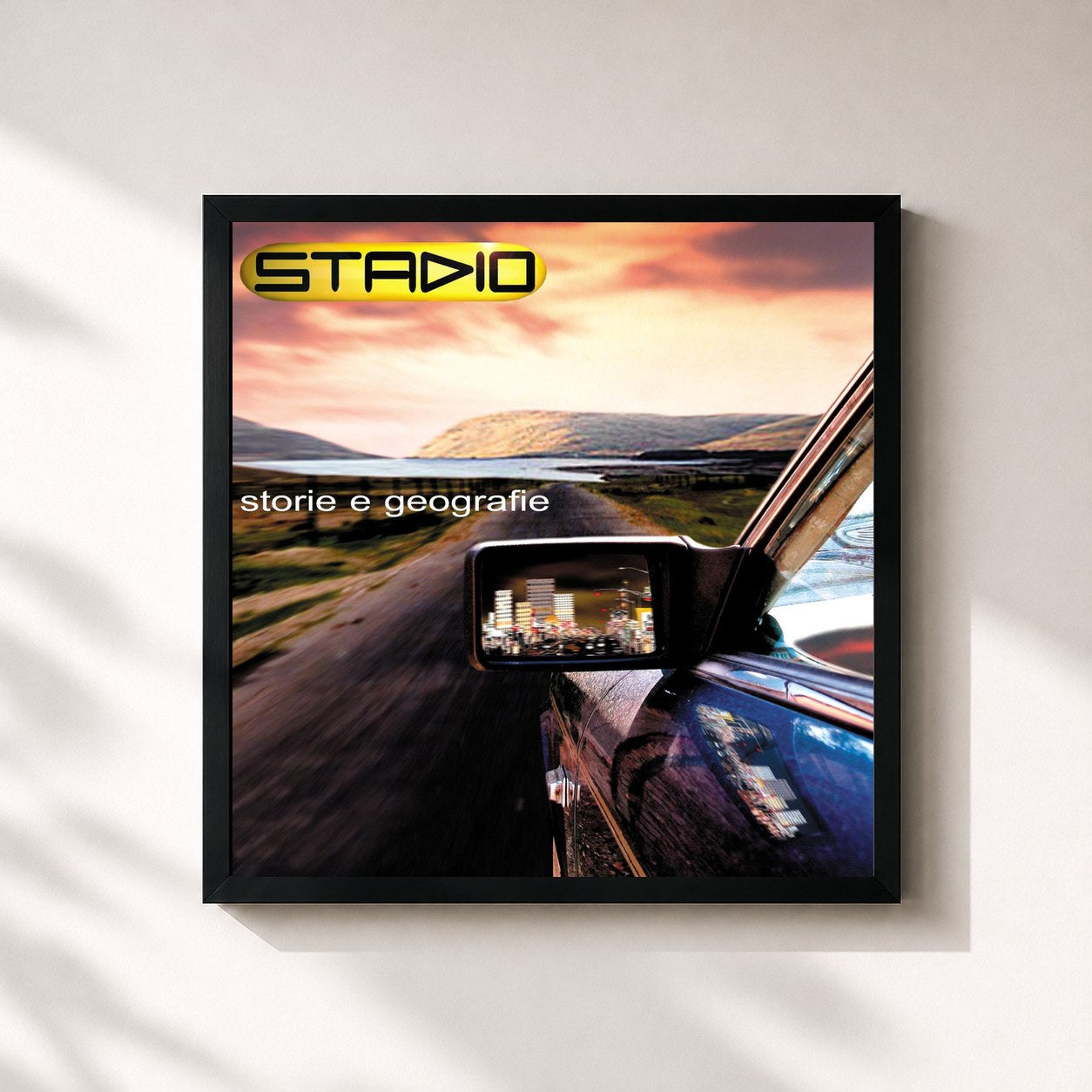 #noir Tableau carré de l'album Storie E Geografie de Stadio, cadre noir 32x32 cm