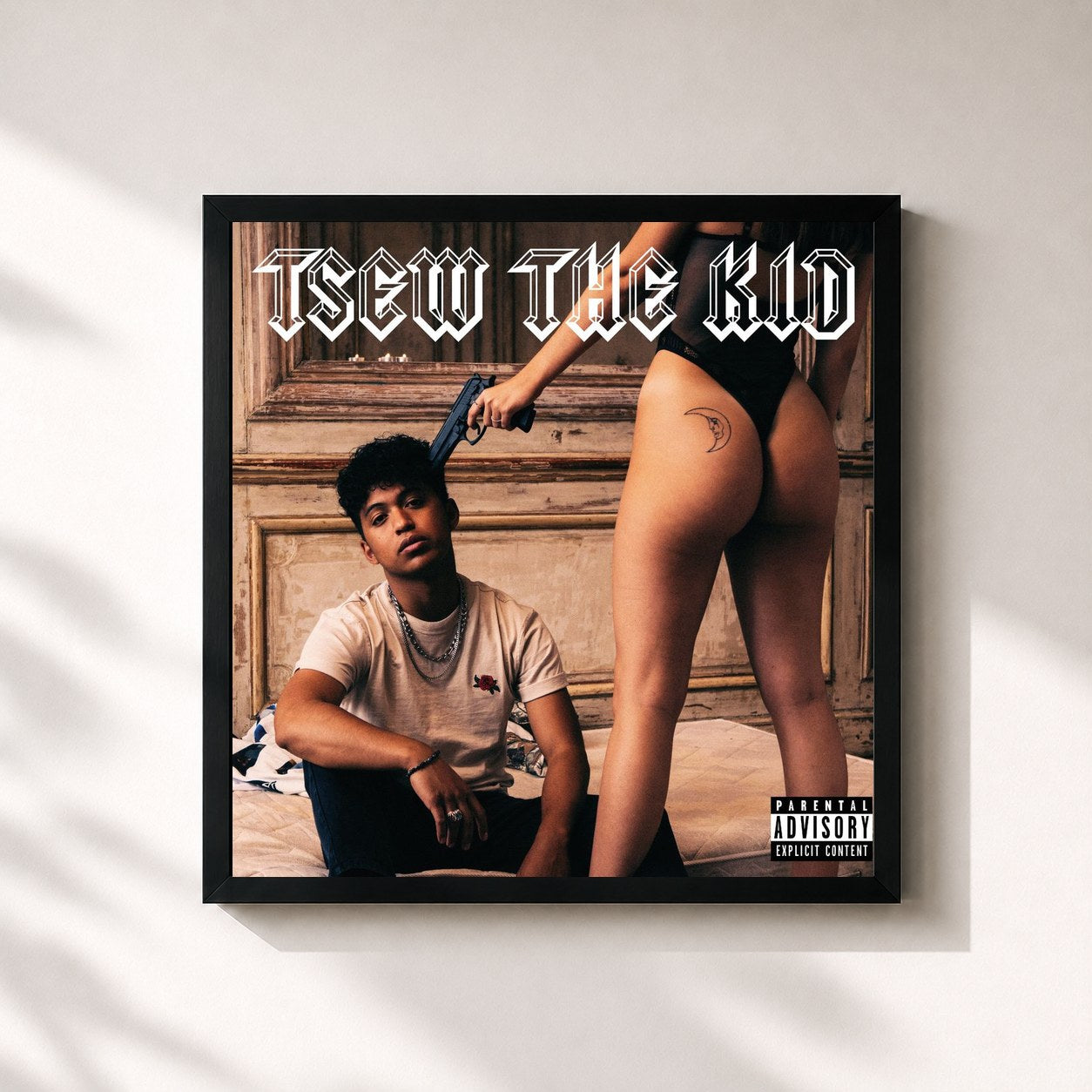 #noir Tableau carré de l'album Diavolana de Tsew The Kid, cadre noir 32x32 cm