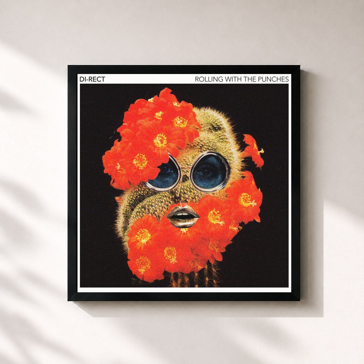 #noir Tableau carré de l'album Rolling With The Punches de Di-rect, cadre noir 32x32 cm