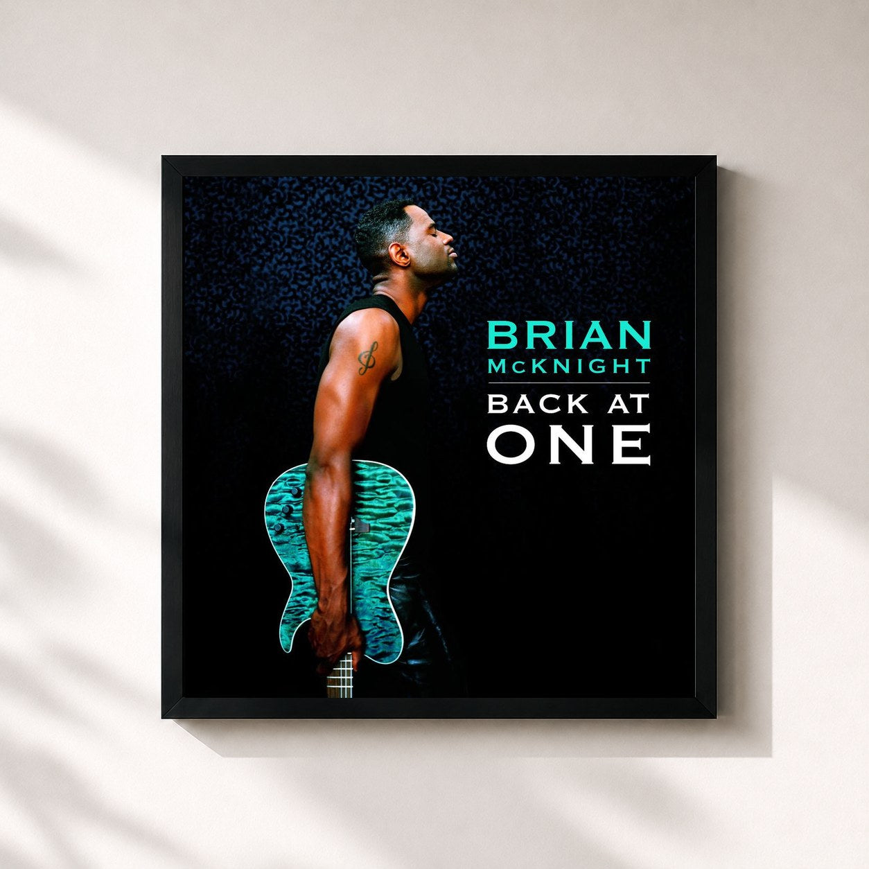 #noir Tableau carré de l'album Back At One de Brian McKnight, cadre noir 32x32 cm