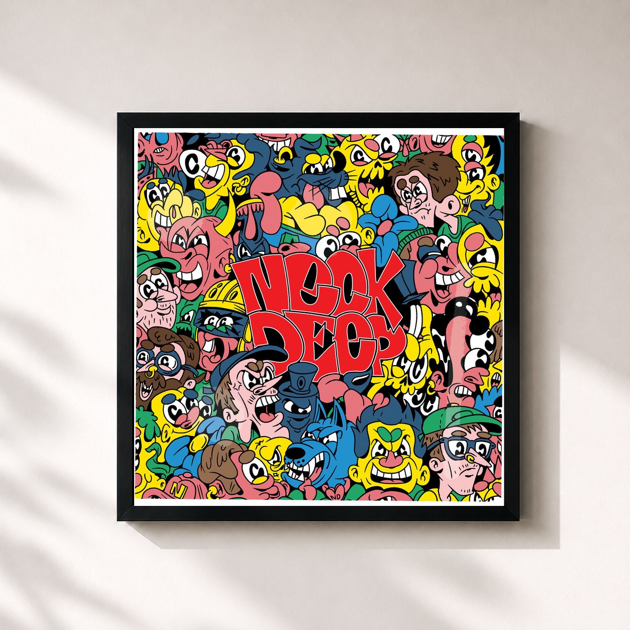 #noir Tableau carré de l'album Neck Deep (Dumbfuck Edition) de Neck Deep, cadre noir 32x32 cm