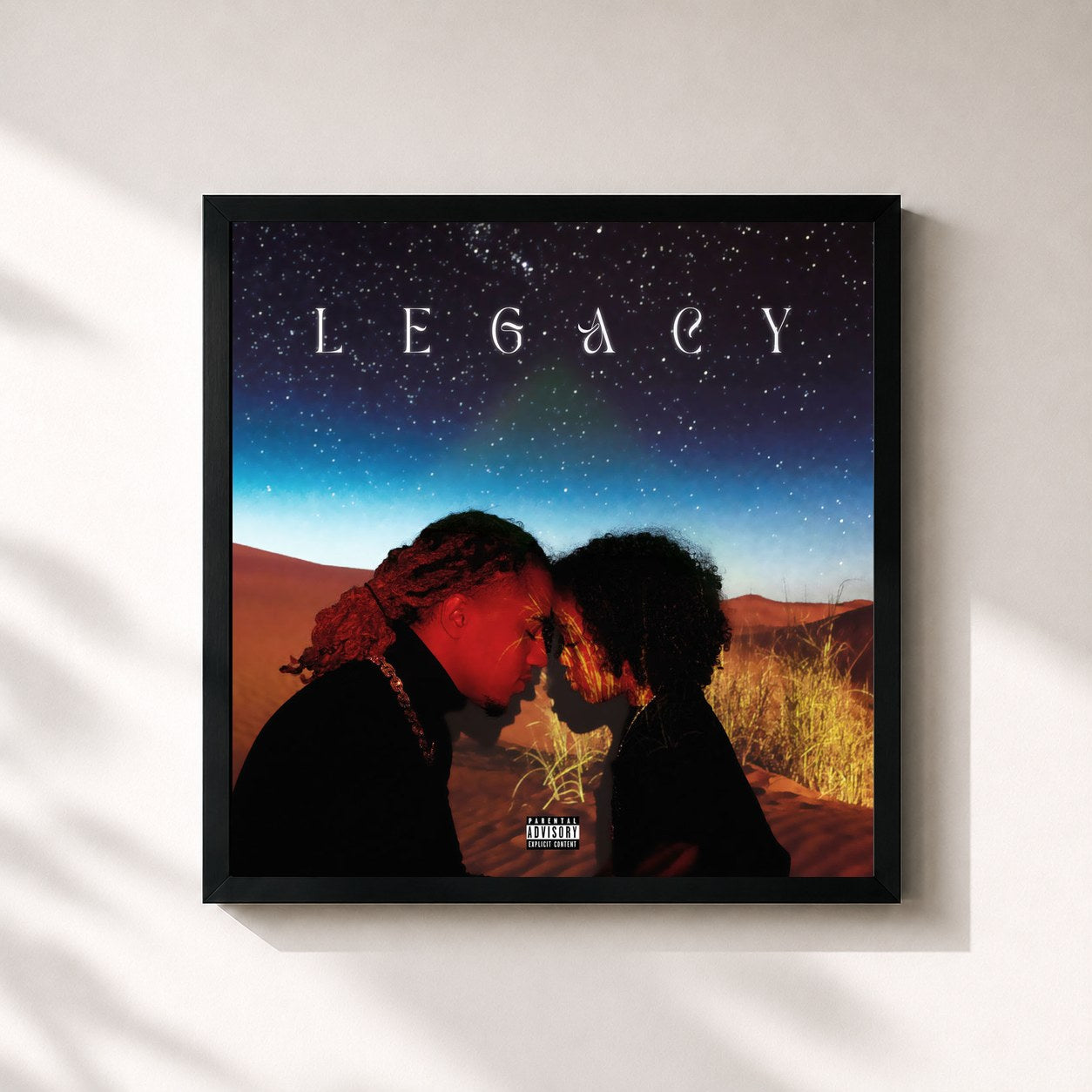 #noir Tableau carré de l'album Legacy de Nafe Smallz, cadre noir 32x32 cm