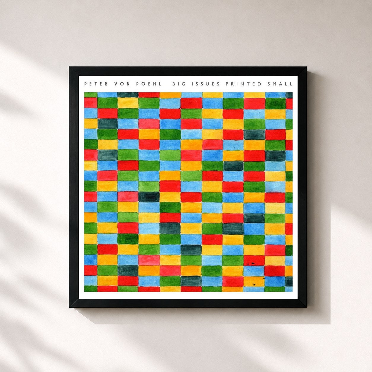 #noir Tableau carré de l'album Big Issues Printed Small de Peter von Poehl, cadre noir 32x32 cm