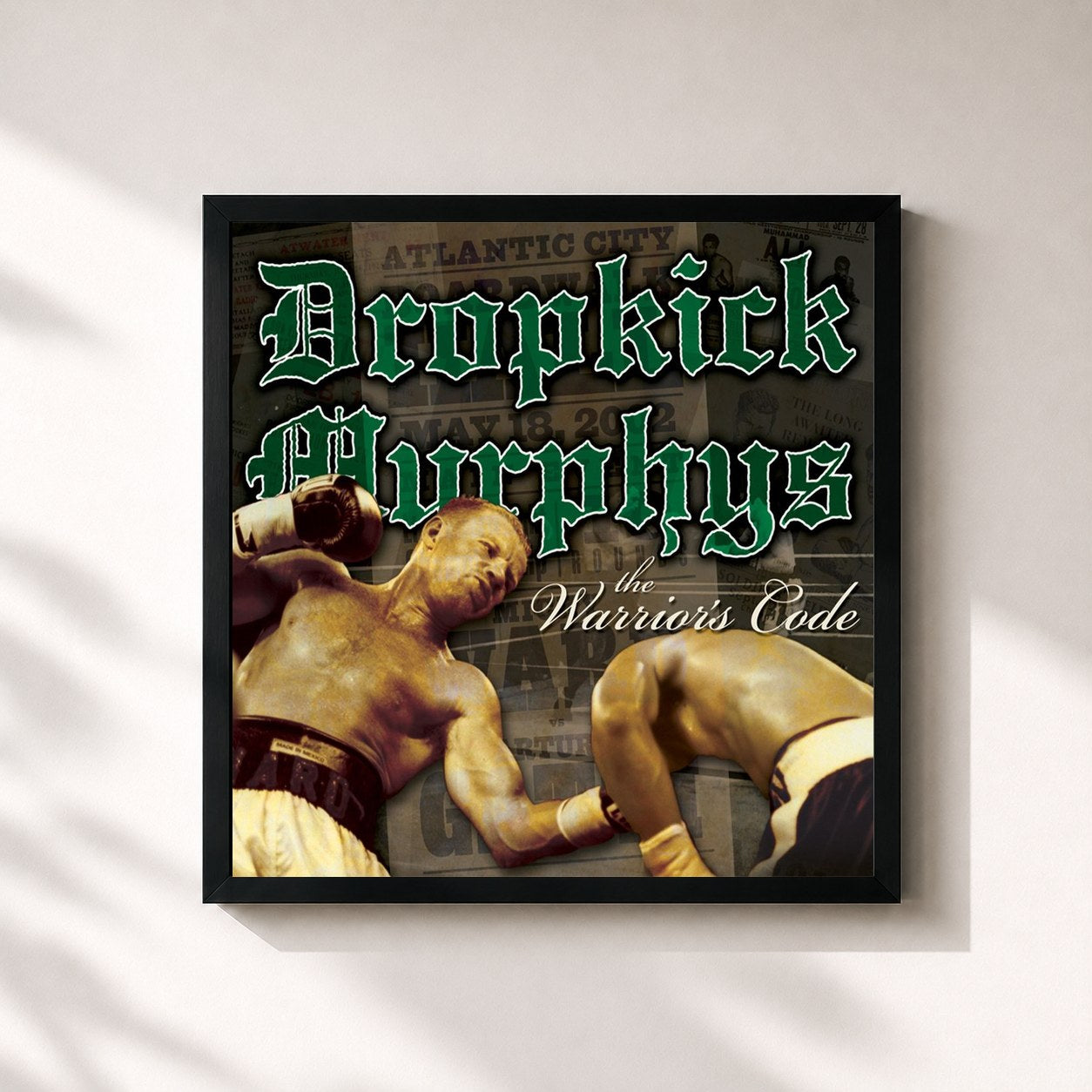 #noir Tableau carré de l'album The Warrior's Code de Dropkick Murphys, cadre noir 32x32 cm