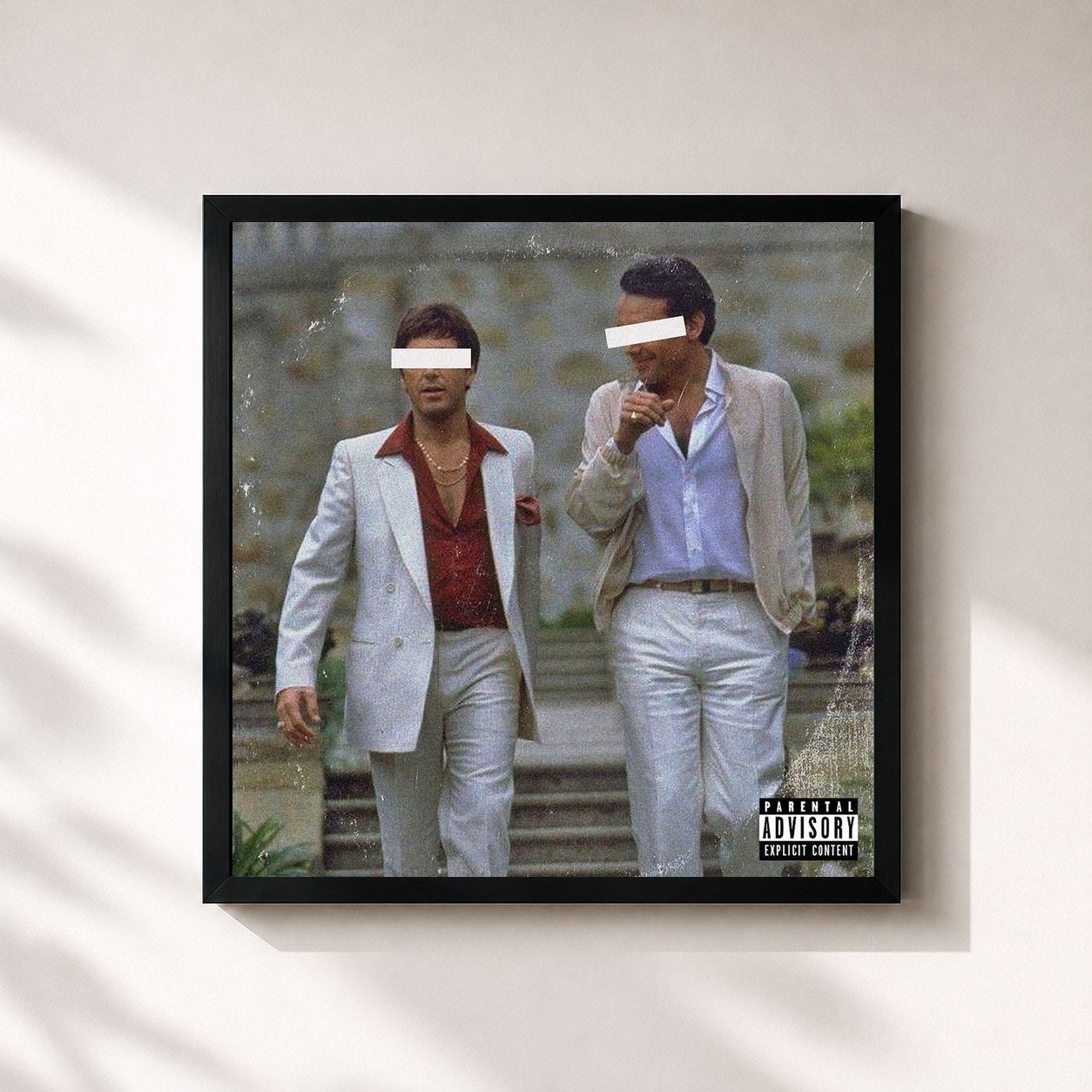 #noir Tableau carré de l'album The Plugs I Met de Benny The Butcher, cadre noir 32x32 cm