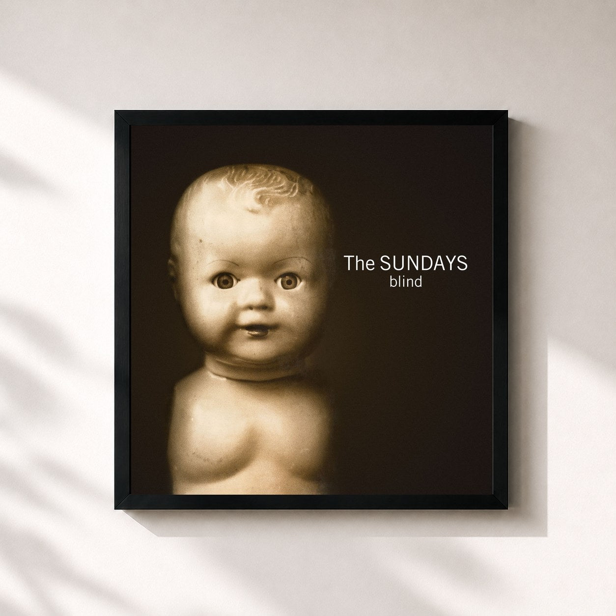 #noir Tableau carré de l'album Blind de The Sundays, cadre noir 32x32 cm