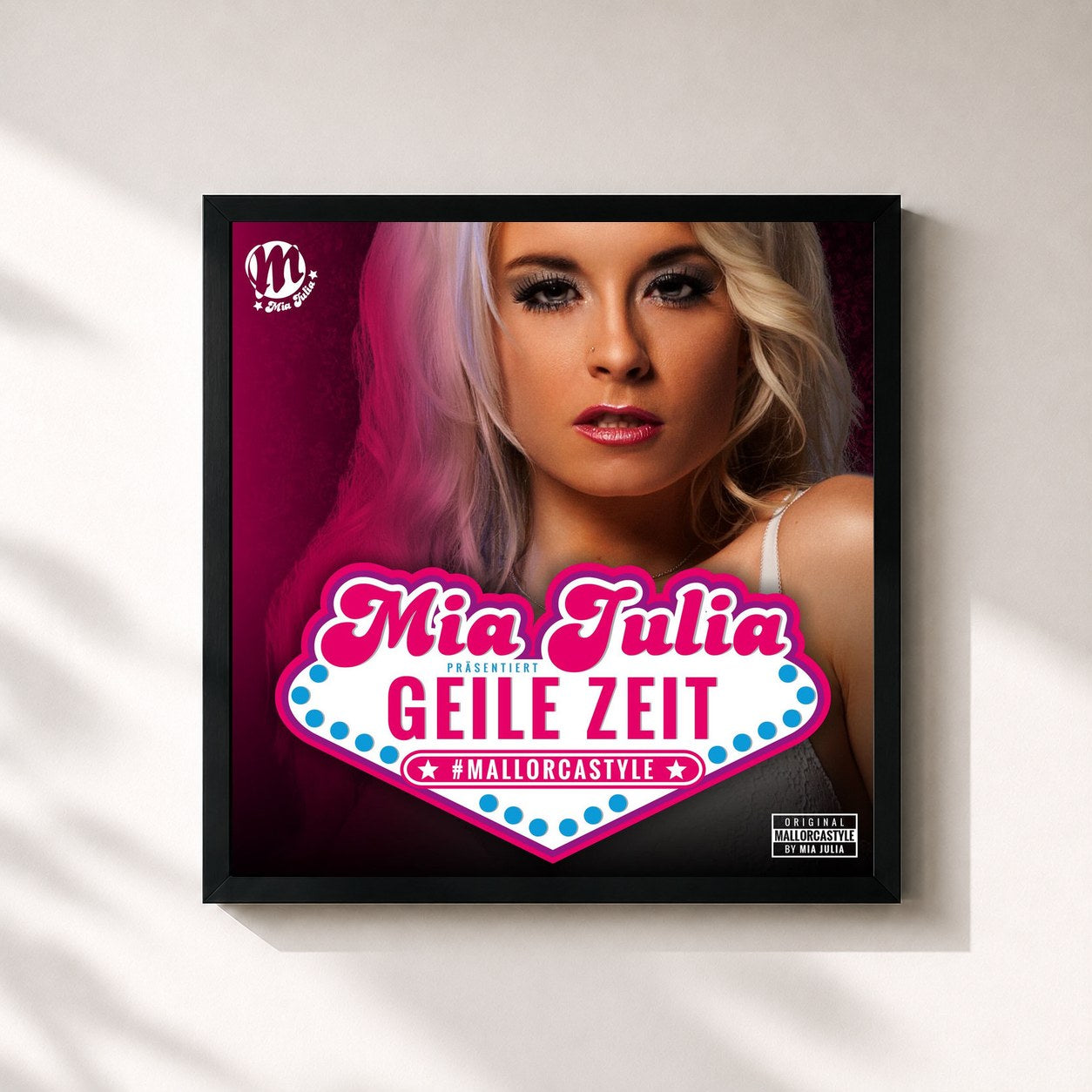 #noir Tableau carré de l'album Geile Zeit de Mia Julia, cadre noir 32x32 cm