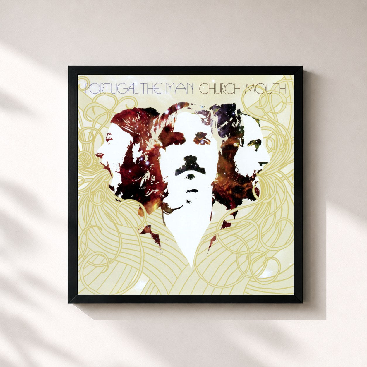 #noir Tableau carré de l'album Church Mouth de Portugal. The Man, cadre noir 32x32 cm