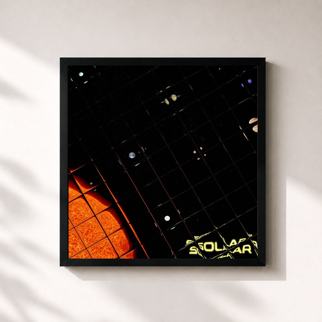 #noir Tableau carré de l'album Solar de Machete, cadre noir 32x32 cm