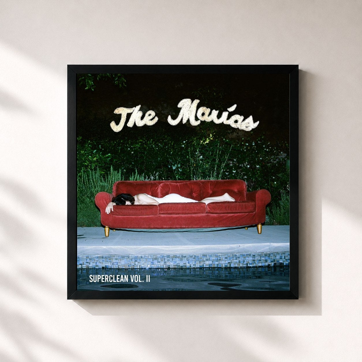 #noir Tableau carré de l'album Superclean, Vol. II de The Marías, cadre noir 32x32 cm