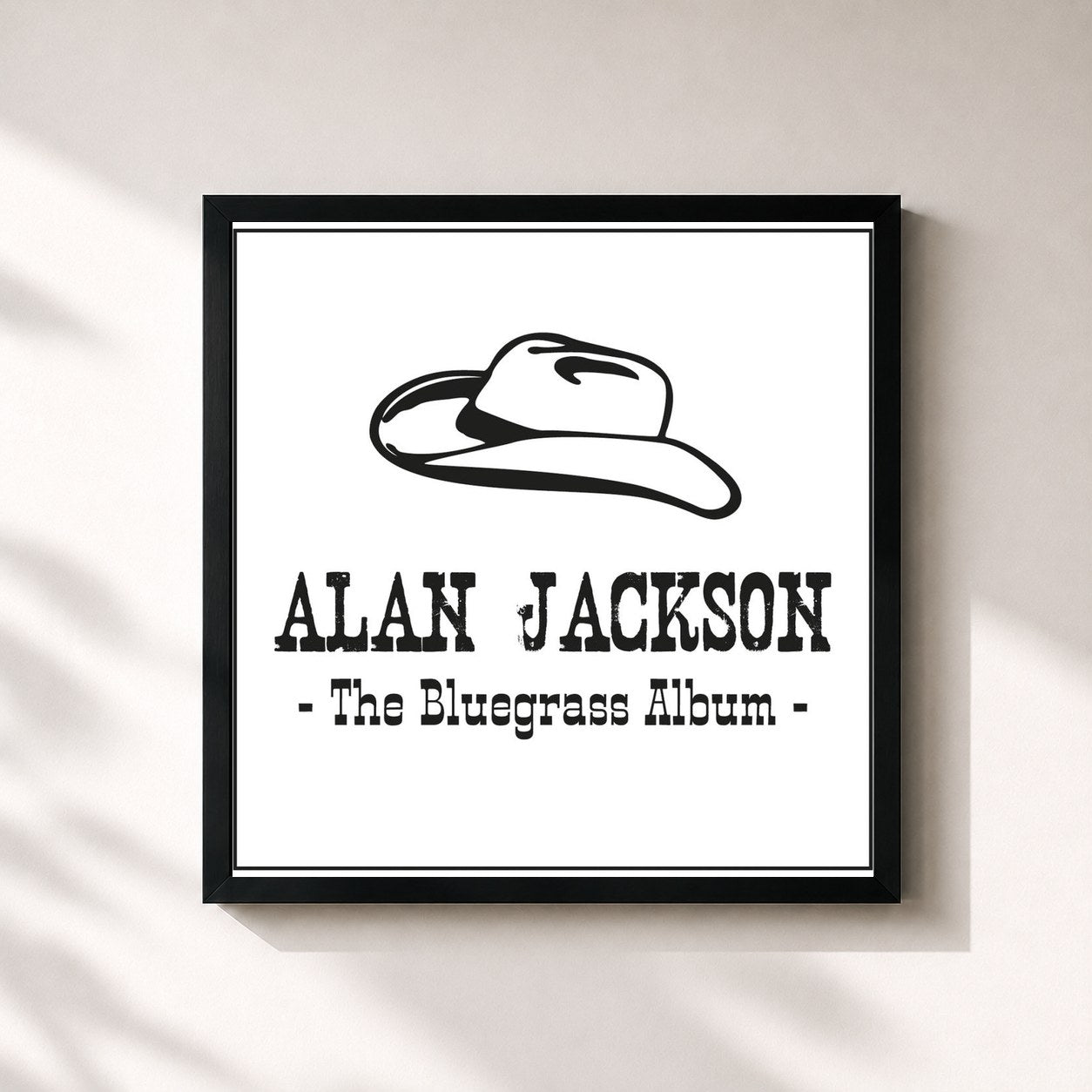 #noir Tableau carré de l'album The Bluegrass Album de Alan Jackson, cadre noir 32x32 cm
