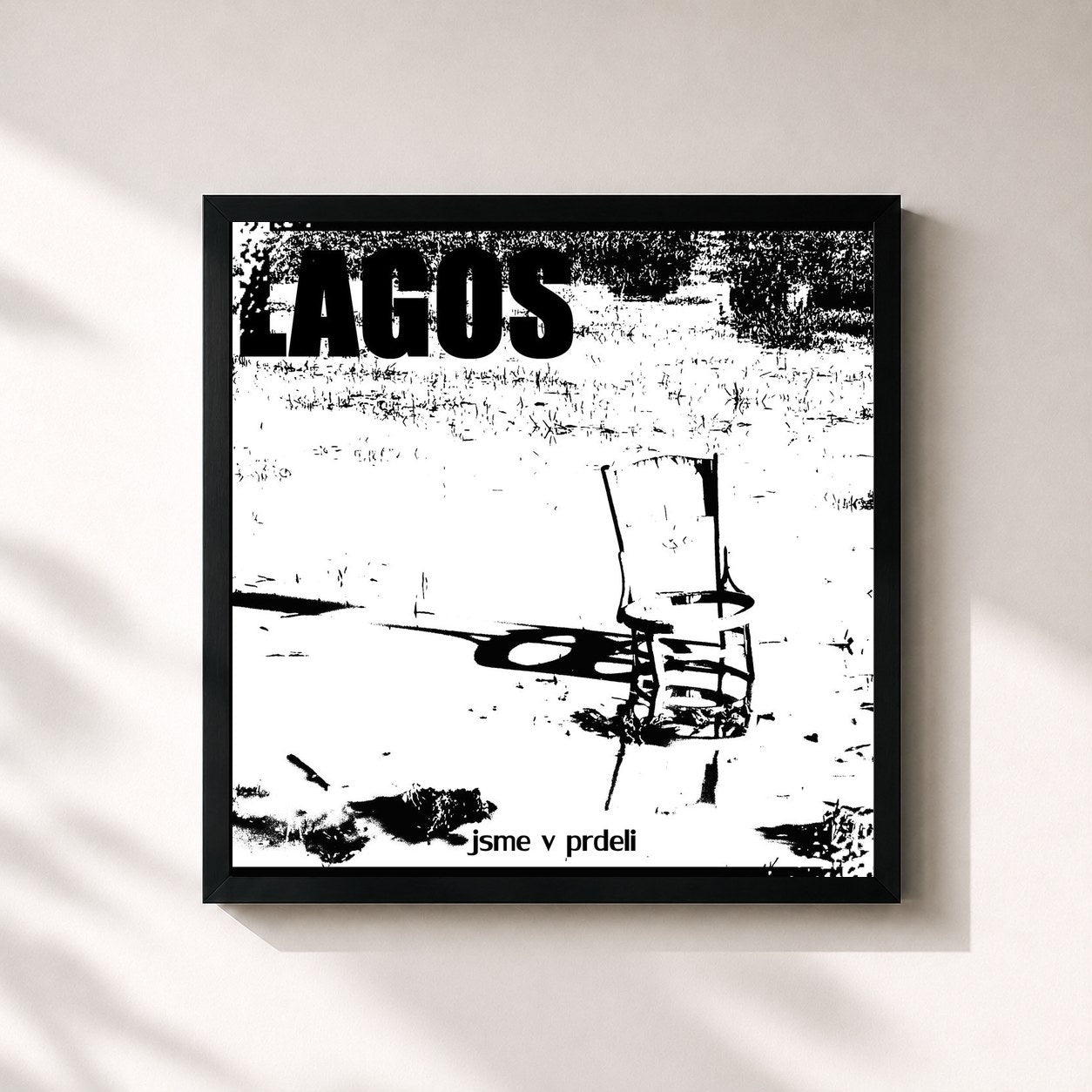 #noir Tableau carré de l'album jsme v prdeli de Lagos, cadre noir 32x32 cm