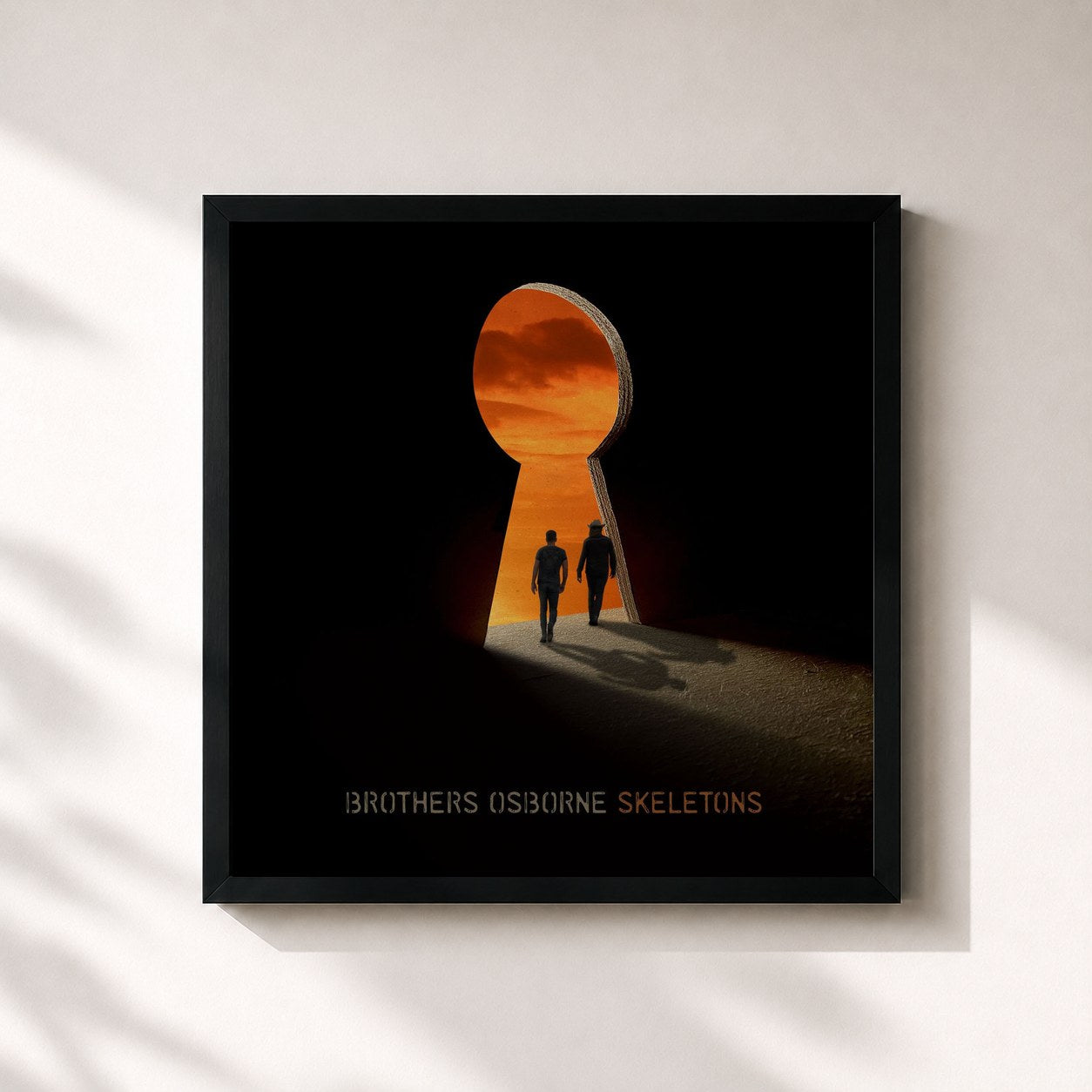 #noir Tableau carré de l'album Skeletons de Brothers Osborne, cadre noir 32x32 cm