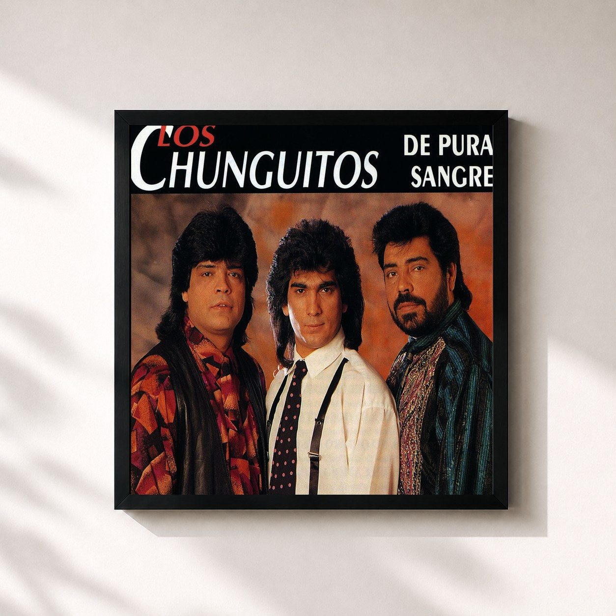 #noir Tableau carré de l'album De Pura Sangre de Los Chunguitos, cadre noir 32x32 cm