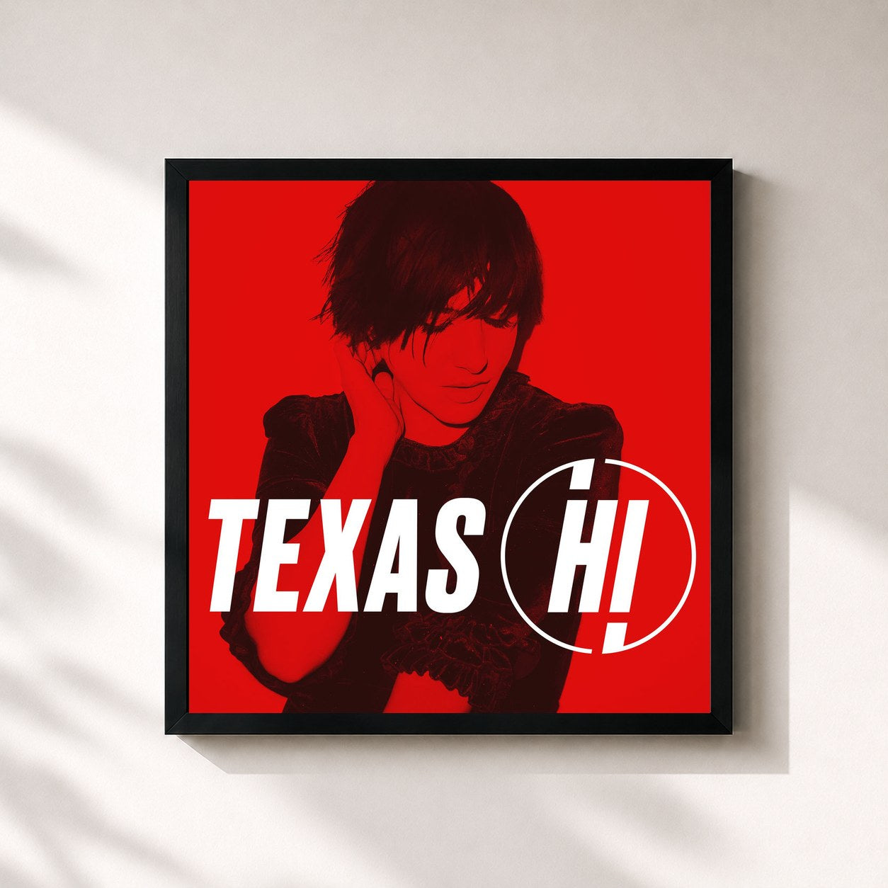 #noir Tableau carré de l'album Hi (Deluxe) de Texas, cadre noir 32x32 cm