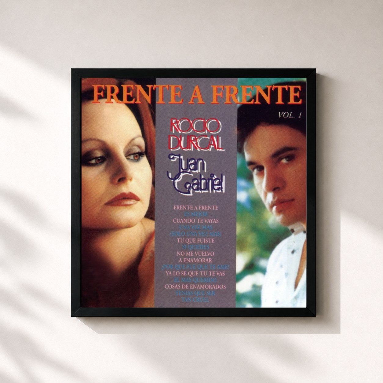 #noir Tableau carré de l'album Frente a Frente, Vol. 1 (with Juan Gabriel) de Rocio Durcal, cadre noir 32x32 cm