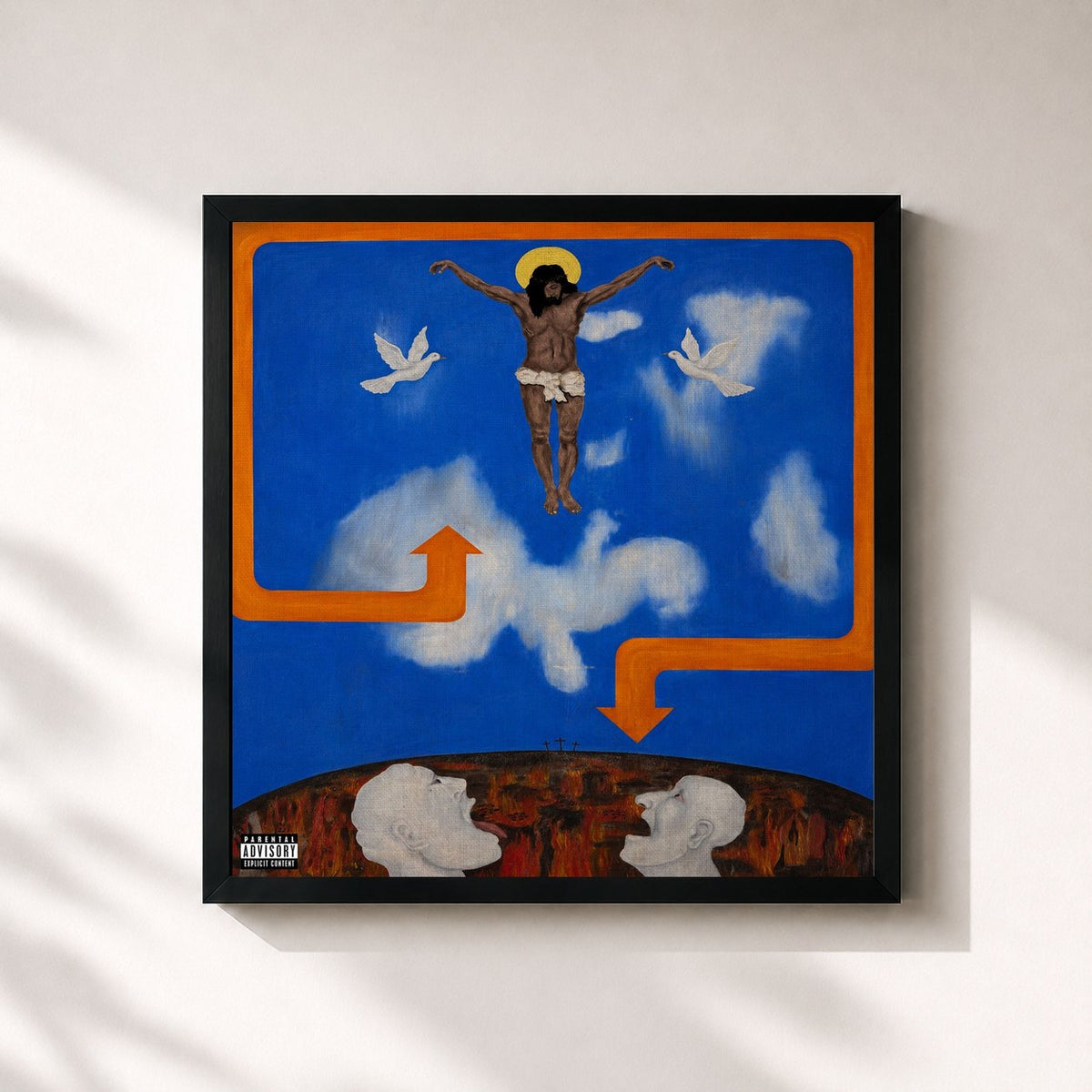 #noir Tableau carré de l'album BIGGER THAN THE DEVIL de EST Gee, cadre noir 32x32 cm
