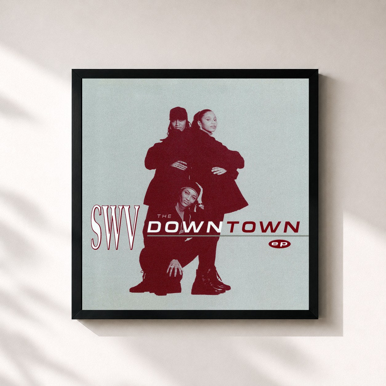 #noir Tableau carré de l'album The Downtown EP de SWV, cadre noir 32x32 cm