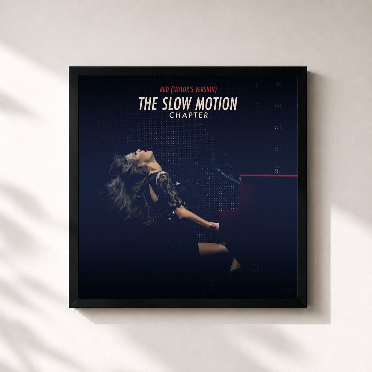 #noir Tableau carré de l'album Red (Taylor’s Version): The Slow Motion Chapter de Taylor Swift, cadre noir 32x32 cm