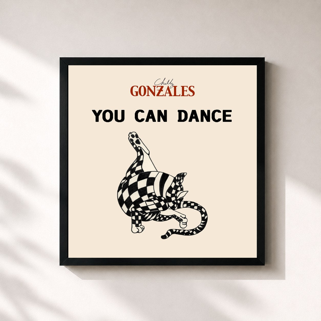 #noir Tableau carré de l'album You Can Dance de Chilly Gonzales, cadre noir 32x32 cm
