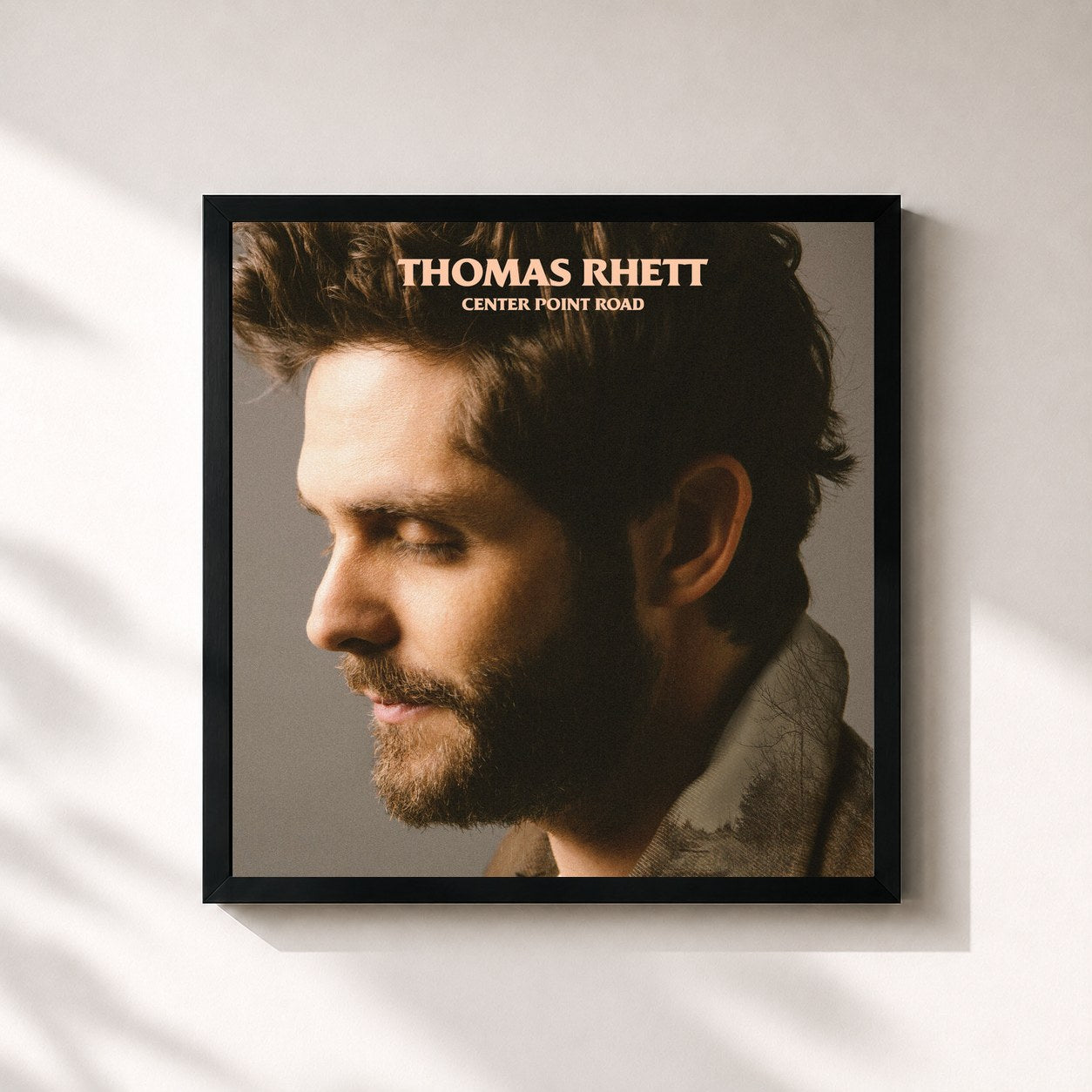 #noir Tableau carré de l'album Center Point Road de Thomas Rhett, cadre noir 32x32 cm