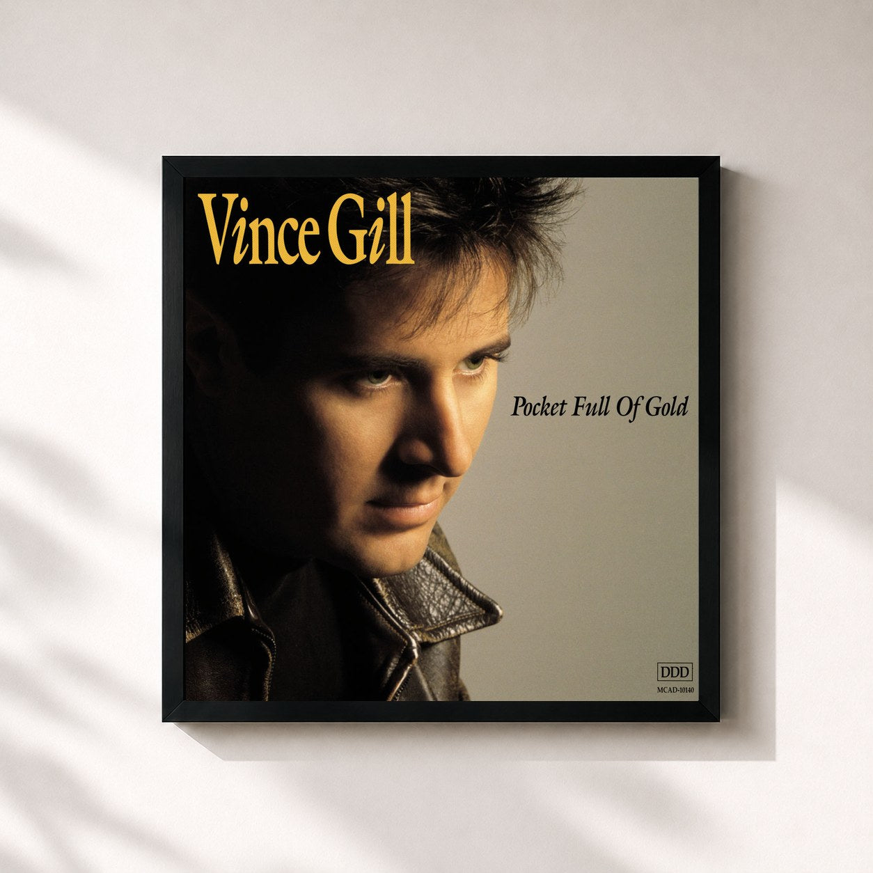 #noir Tableau carré de l'album Pocket Full Of Gold de Vince Gill, cadre noir 32x32 cm