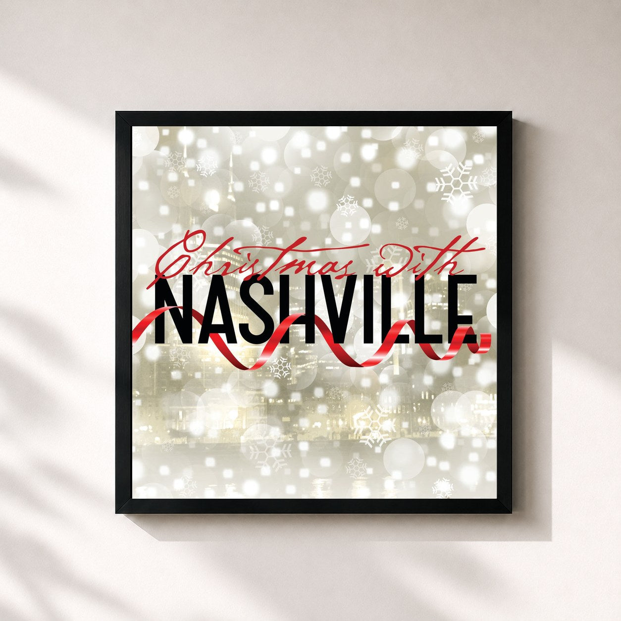 #noir Tableau carré de l'album Christmas With Nashville de Nashville Cast, cadre noir 32x32 cm