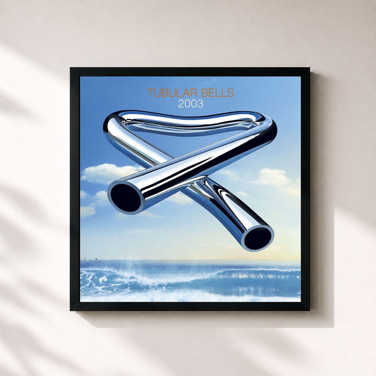 #noir Tableau carré de l'album Tubular Bells 2003 de Mike Oldfield, cadre noir 32x32 cm