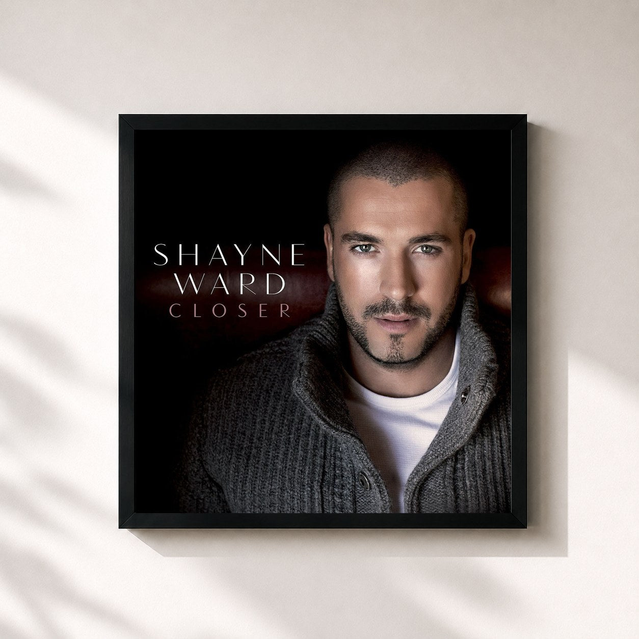 #noir Tableau carré de l'album Closer de Shayne Ward, cadre noir 32x32 cm