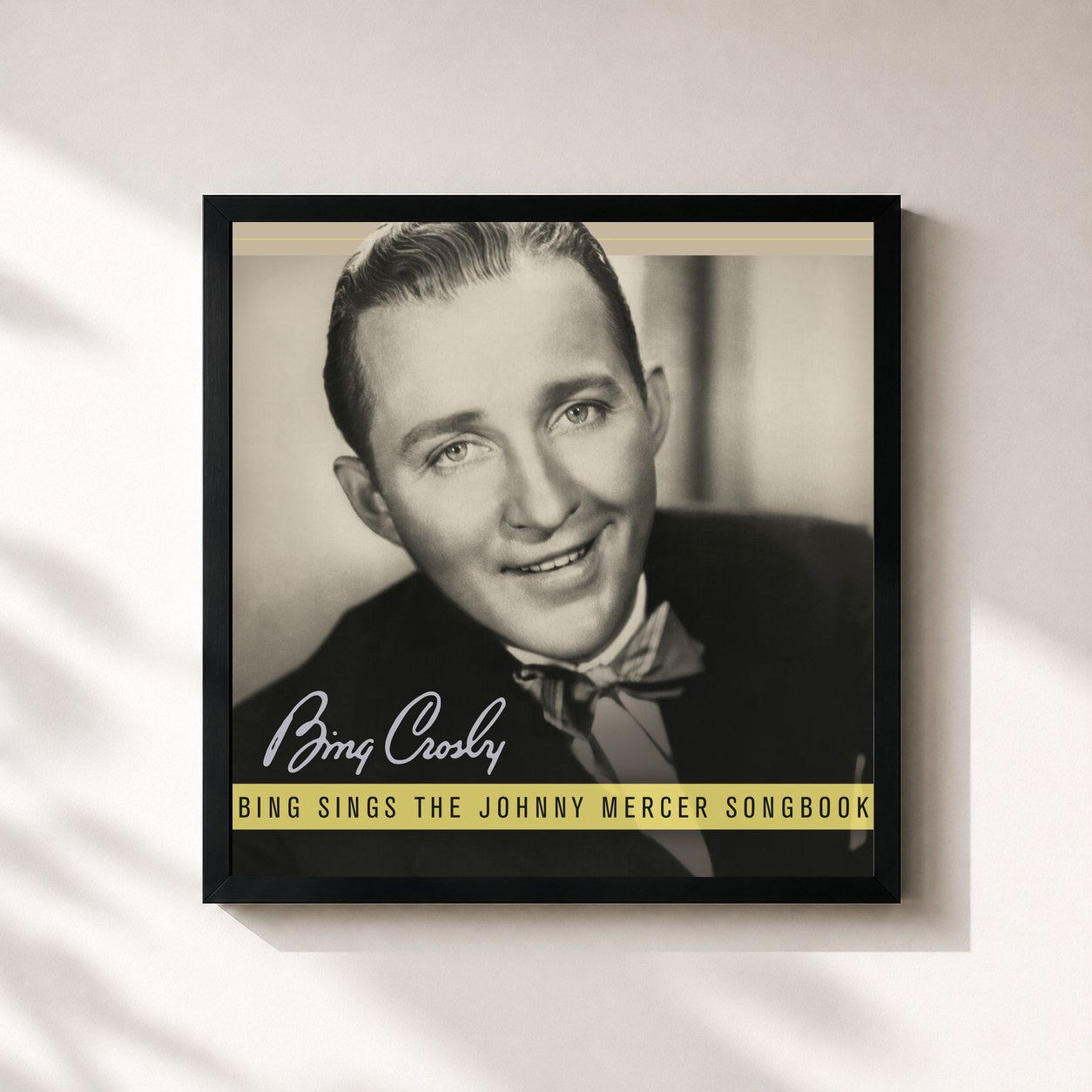 #noir Tableau carré de l'album Bing Sings The Johnny Mercer Songbook de Bing Crosby, cadre noir 32x32 cm