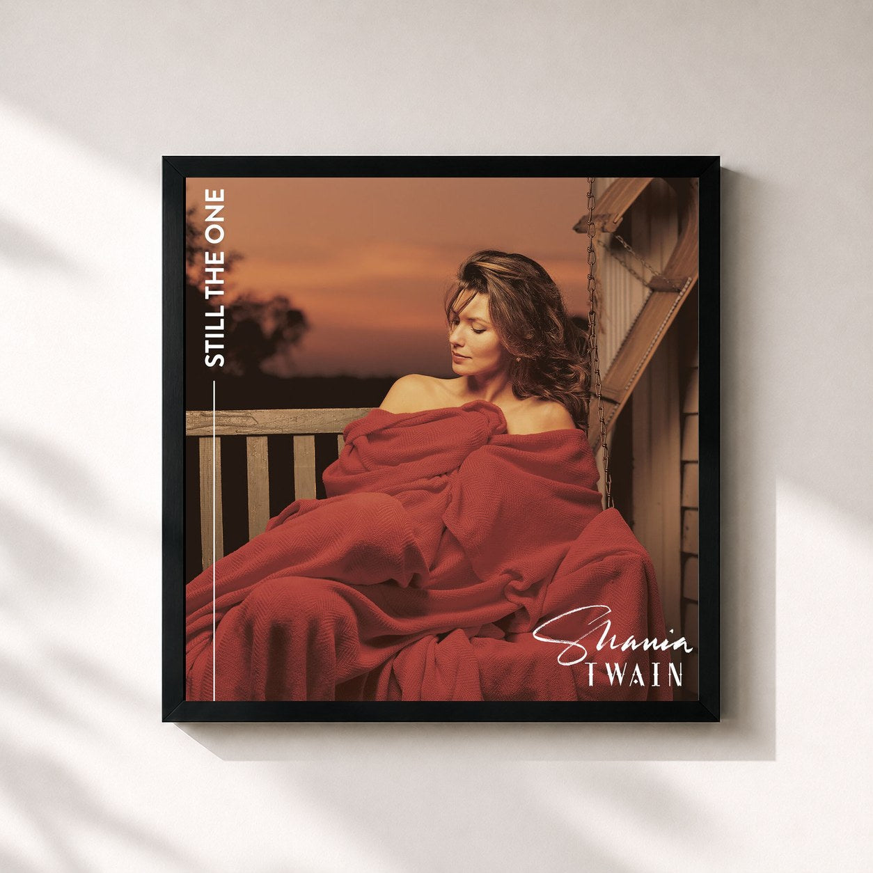 #noir Tableau carré de l'album Still The One de Shania Twain, cadre noir 32x32 cm
