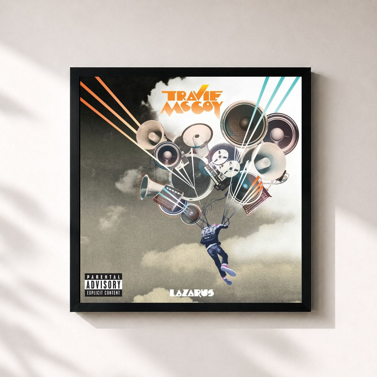 #noir Tableau carré de l'album Lazarus de Travie McCoy, cadre noir 32x32 cm